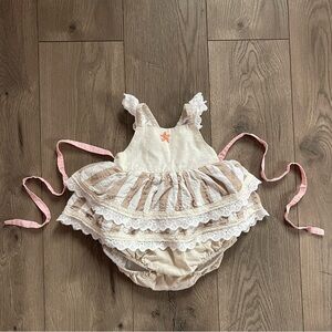 Watercolor Clothing Co Love & Grow 3T Starfish Linen Skirted Romper READ